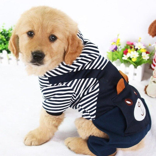 Keep Your Pup Warm and Stylish: Striped Dog Hoodie Winter Outfit