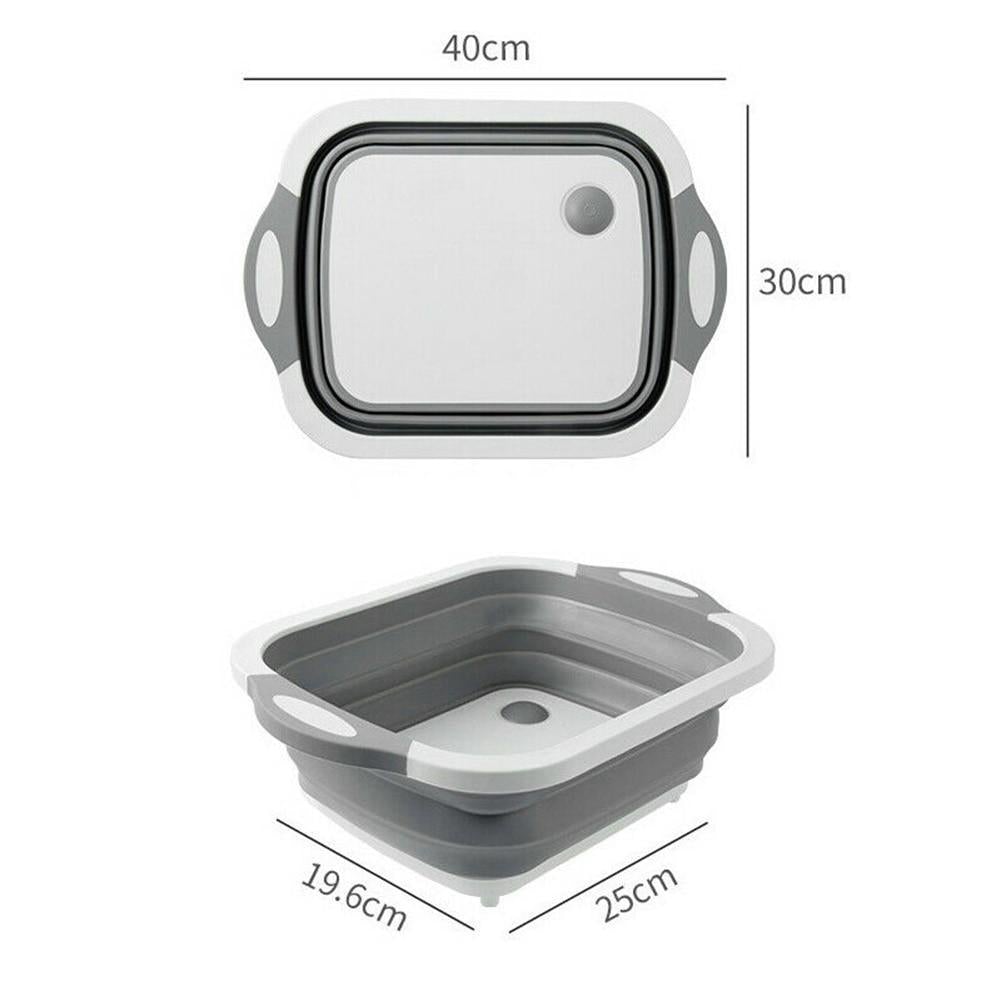 Collapsible chopping board and strainer for fruits, veggies, and more