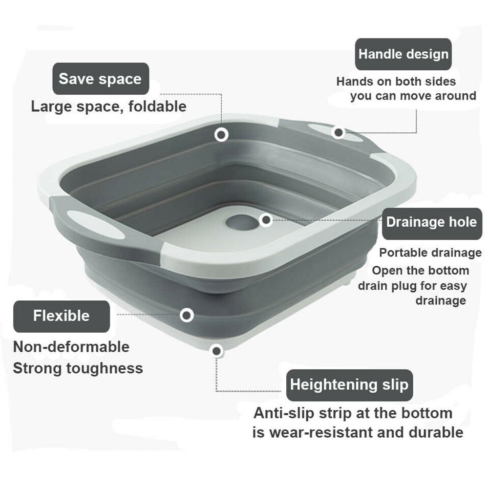 Multifunctional silicone kitchen cutting board for prep, rinsing, and storage