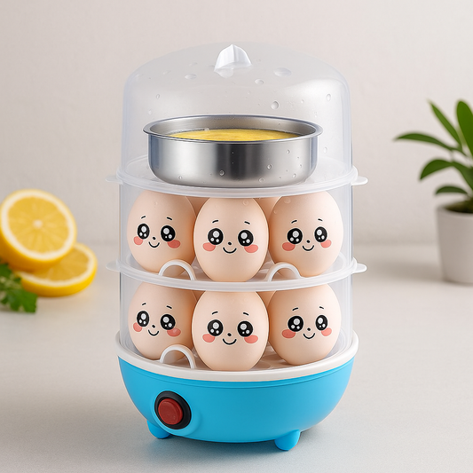 How the 3-tier mini egg cooker operates to cook eggs efficiently