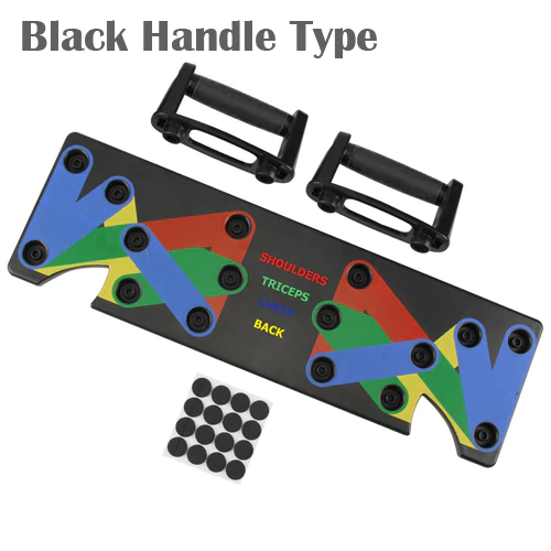 9-in-1 push up board for home workouts targeting chest, shoulders, back, arms, and core