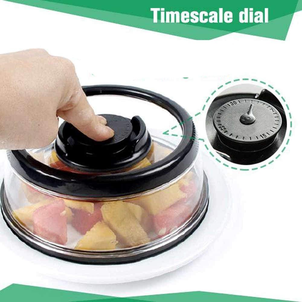 Reusable black vacuum seal lid covering leftovers for freshness