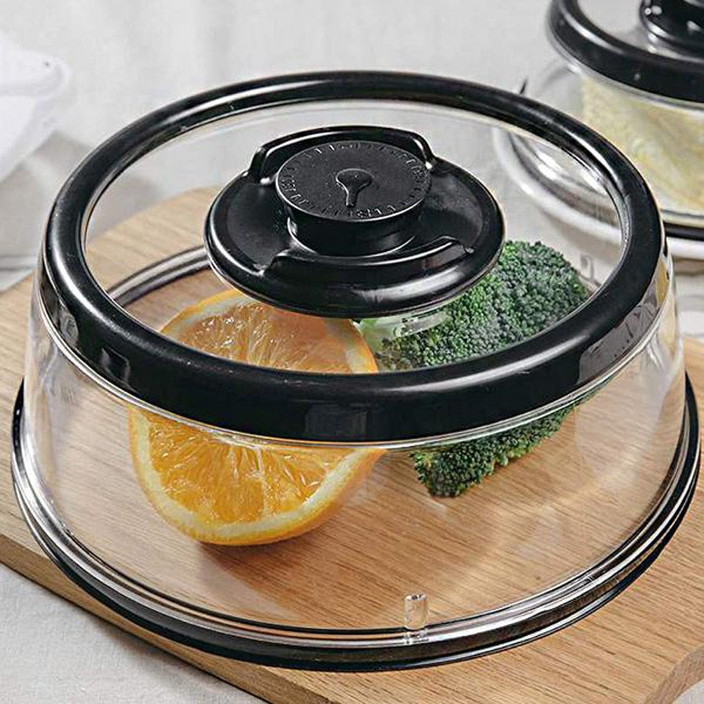 Silicone black food cover with vacuum seal to preserve food freshness