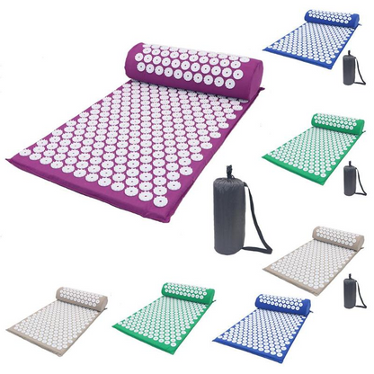 Recovery and relaxation set: yoga acupressure mat with massage cushion