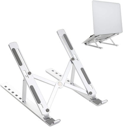 Adjustable aluminum laptop riser for ergonomic desk setup