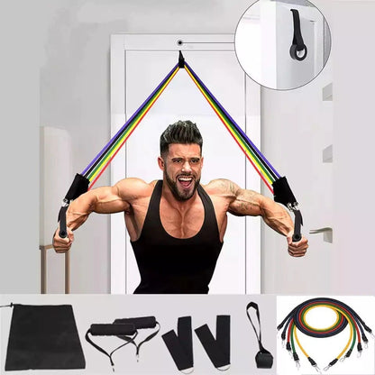 Resistance bands set with door anchor, handles, ankle straps, and carry bag