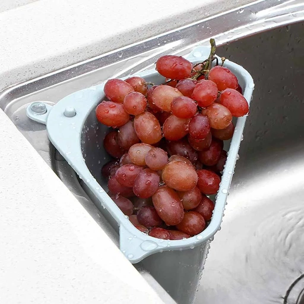 Adjustable sink drain basket keeping grapes fresh while draining