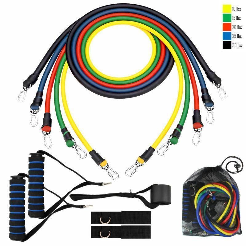 Adjustable resistance band set with accessories for versatile workouts