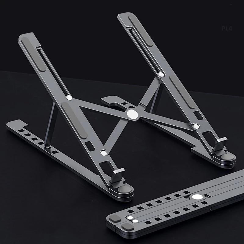 Adjustable aluminum laptop riser for ergonomic typing and posture support