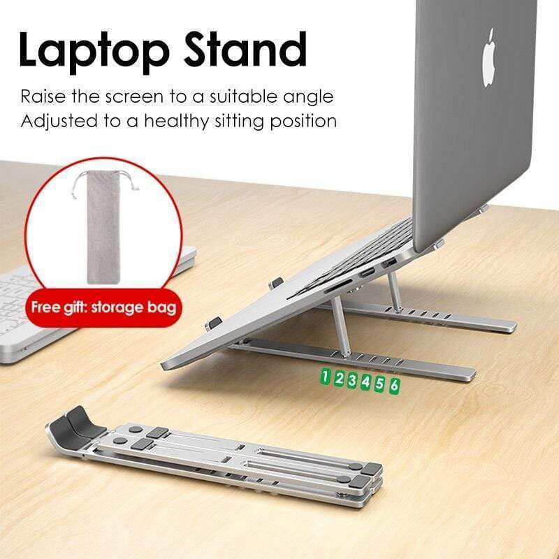 Compact foldable laptop riser for desk organization and comfort