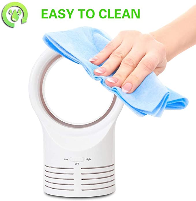 Mini bladeless desktop fan, sleek and safe, perfect for desk or travel