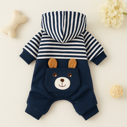 Winter-ready dog hoodie striped pullover for small dogs