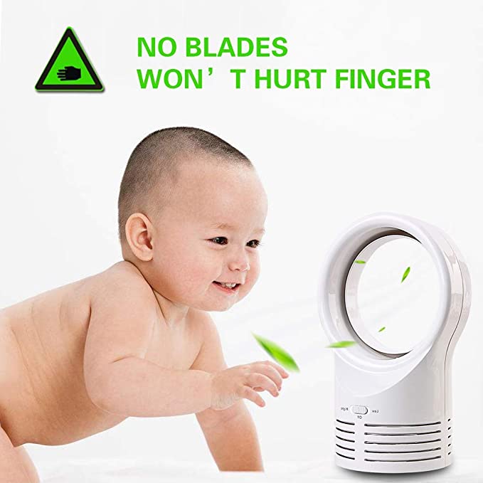 Bladeless desktop fan, whisper-quiet and safe for children
