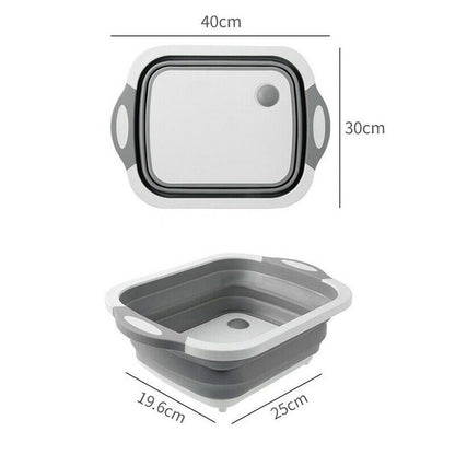 Collapsible chopping board and strainer for fruits, veggies, and more