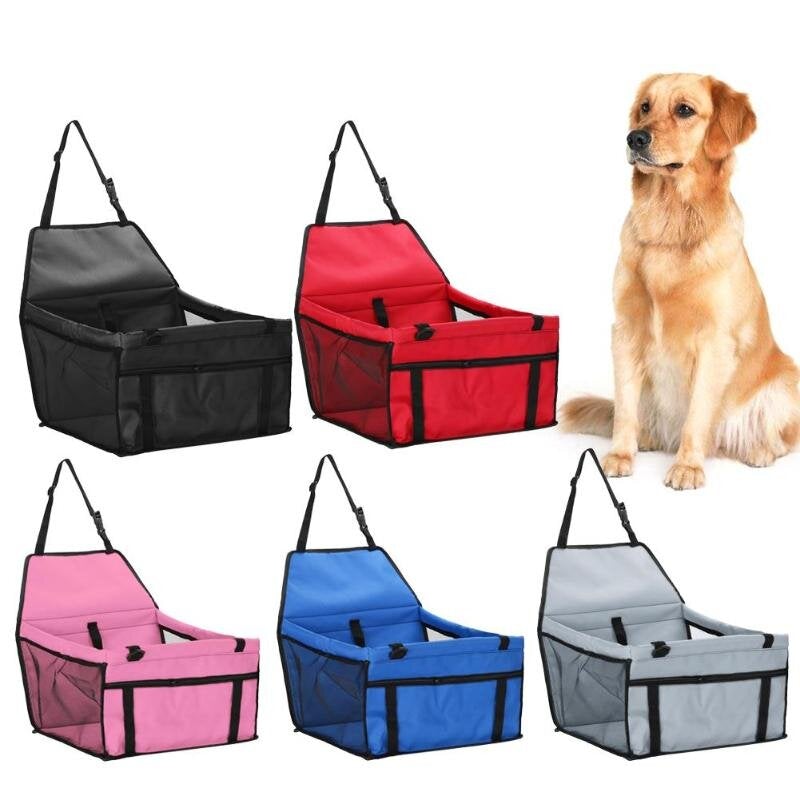 Multi-color dog travel car seat carriers including pink, blue, red, black, and gray