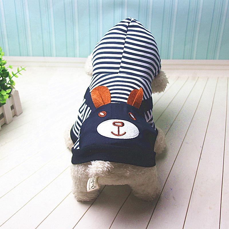 Warm and comfortable dog winter sweater with stripes and hoodie