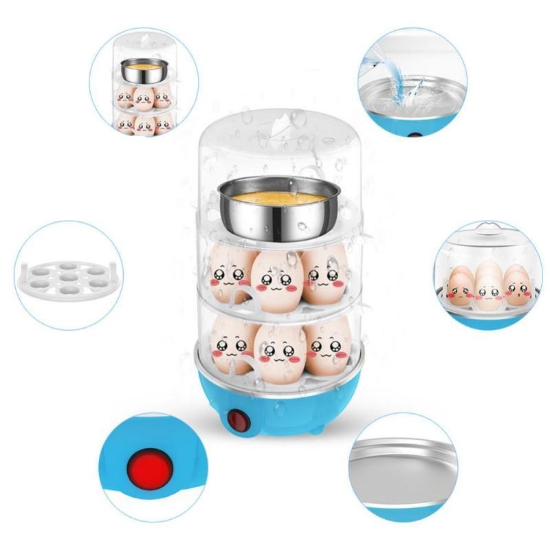 How the 3-tier mini egg cooker operates to cook eggs efficiently