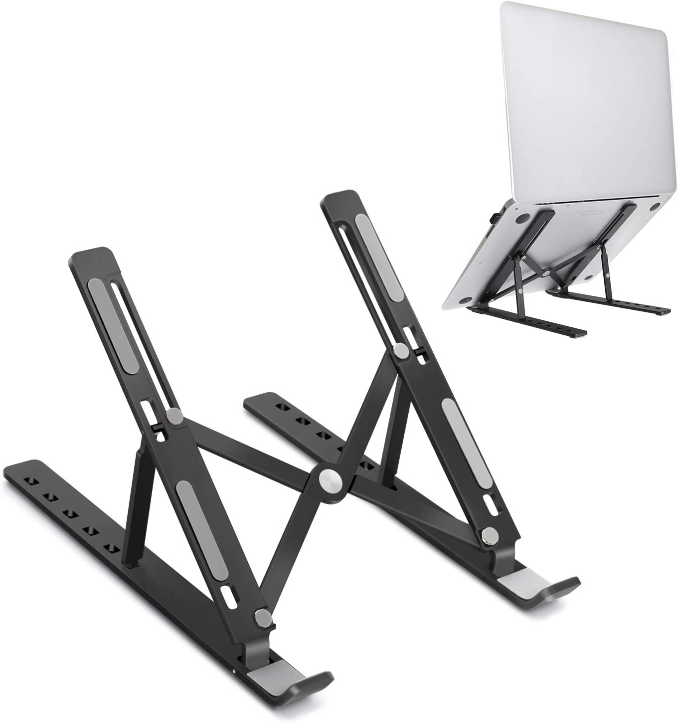 Foldable aluminum laptop stand for comfortable typing and viewing
