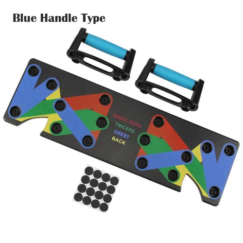 Full-body push up trainer with color-coded positions for different muscle groups