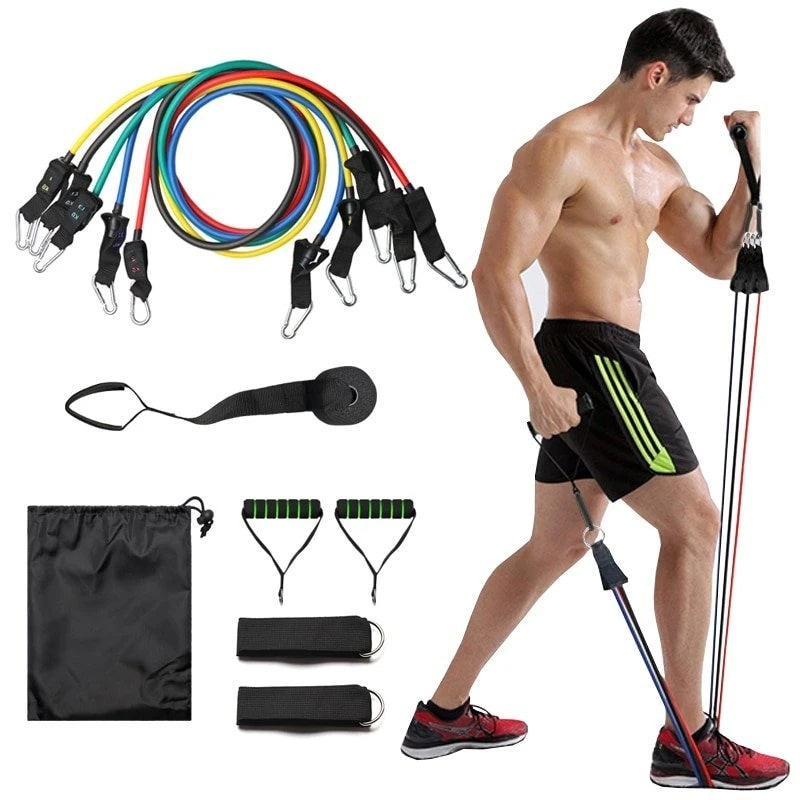 Full-body resistance band exercise kit for strength training, toning, and fat burning