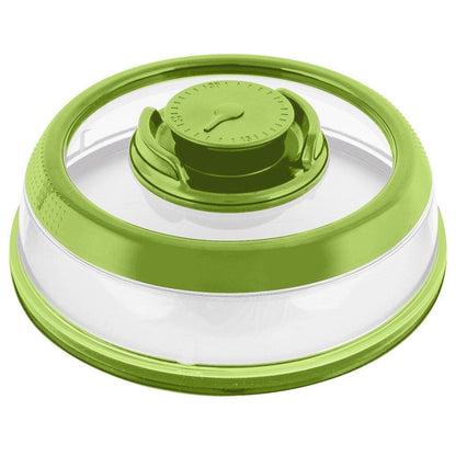 Green kitchen vacuum-seal food cover for airtight storage of leftovers