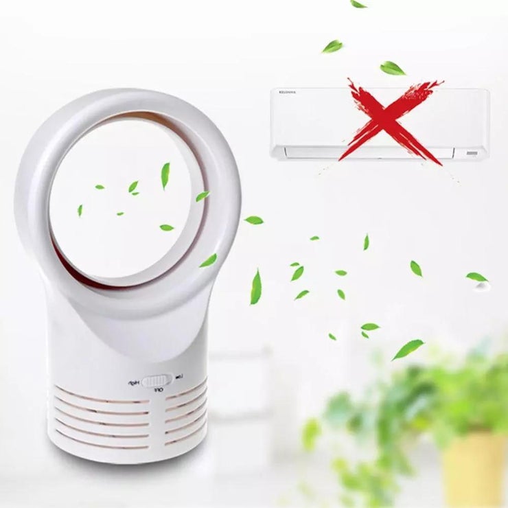 Portable bladeless fan for desks, quiet and child-friendly