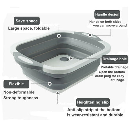 Multifunctional silicone kitchen cutting board for prep, rinsing, and storage