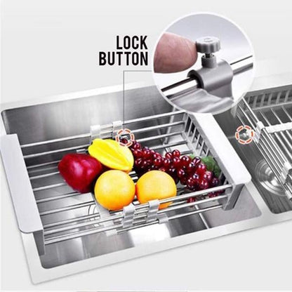 Foldable stainless steel sink rack for space-saving kitchen storage