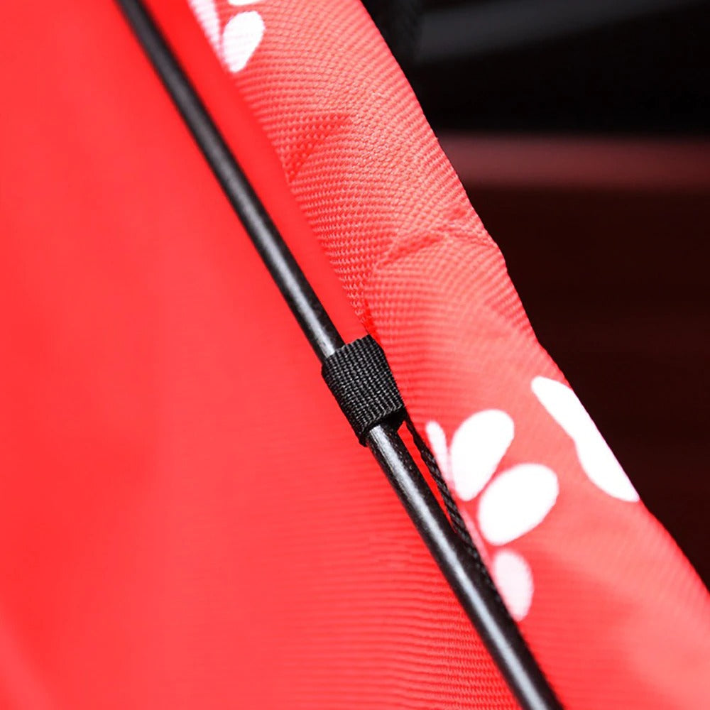 Close-up of pet car hammock fabric showing durable material and stitching