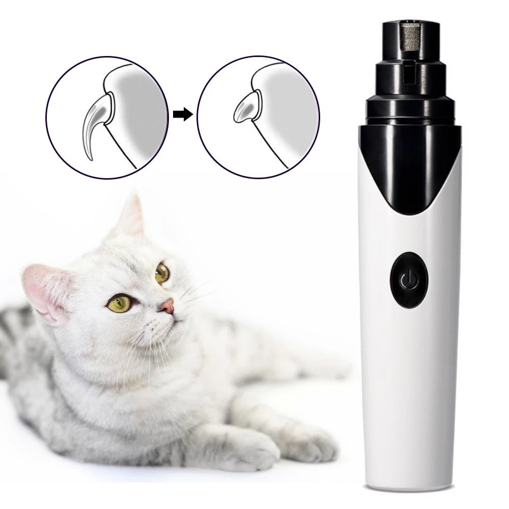 Complete rechargeable nail clipper kit for pets with all components displayed