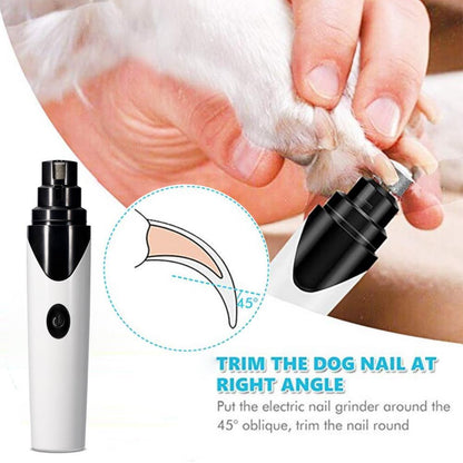 Step-by-step instructions showing how to safely use a rechargeable pet nail clipper