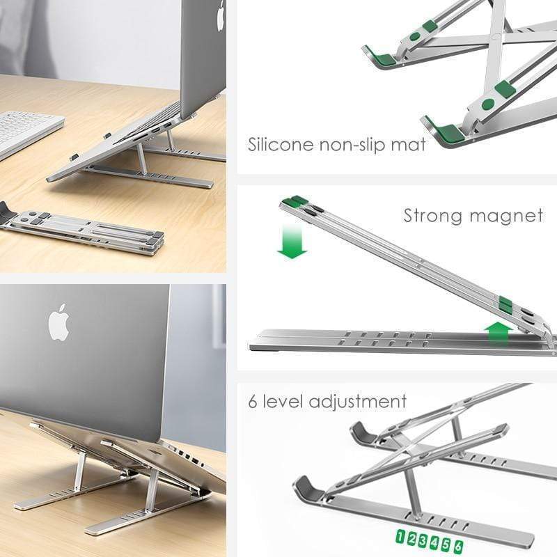 Ergonomic laptop stand made of durable aluminum for desk use
