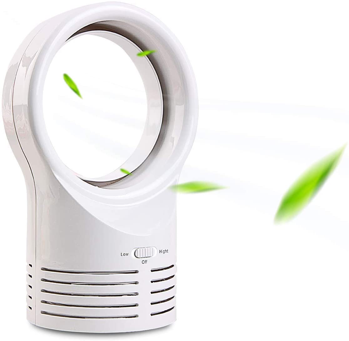 Ultra-portable mini desktop fan with bladeless design for a refreshing breeze