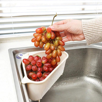 Adjustable sink drain basket keeping grapes fresh while draining