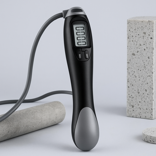 Smart cordless jump rope for digital fitness tracking, calorie counting, and jump monitoring